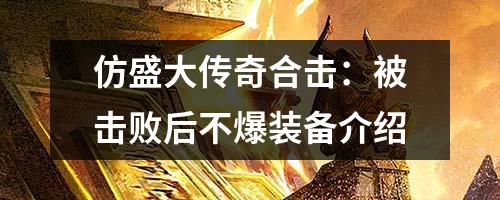仿盛大传奇合击：被击败后不爆装备介绍