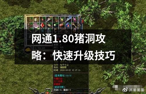 网通1.80猪洞攻略:快速升级技巧