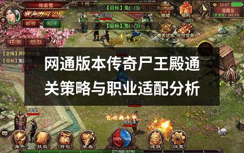 网通版本传奇尸王殿通关策略与职业适配分析